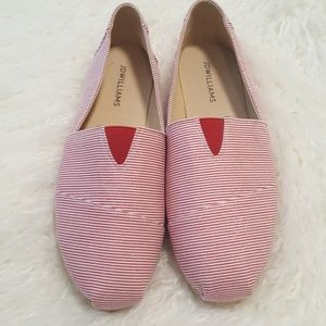 JD Williams Red/wht espadrille flats 9WW nwot